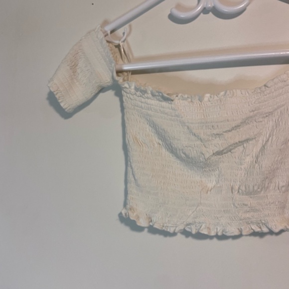 Ribbed Strapless White Crop Top - Picture 4 of 4